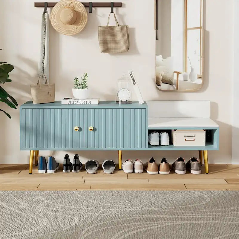 Upholstered Shoe Storage Bench with Hidden Compartment
