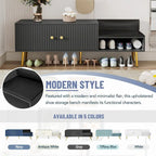 Upholstered Shoe Storage Bench with Hidden Compartment