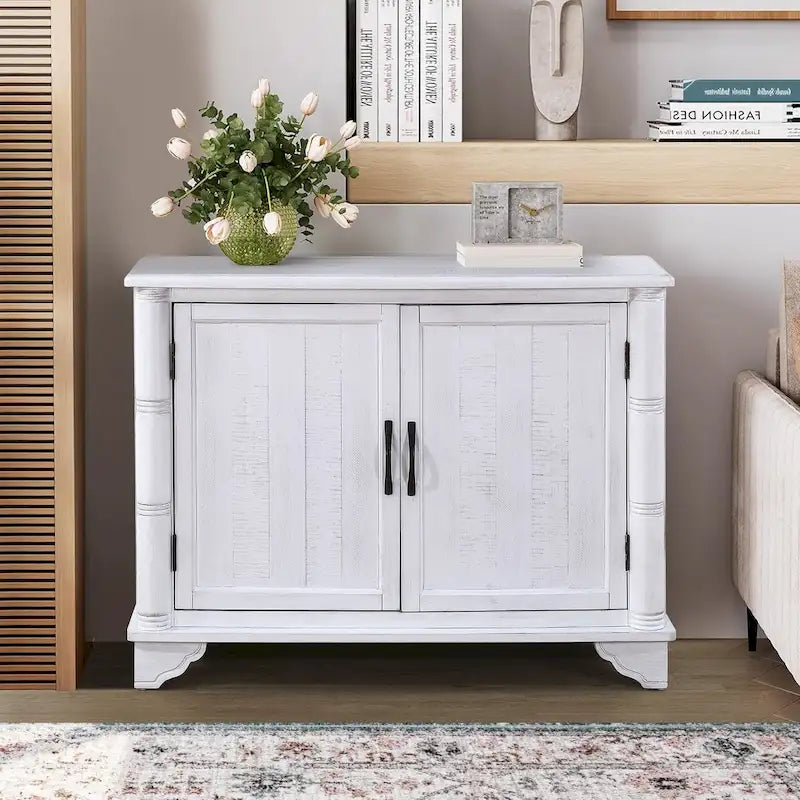 40-Inch Console Table with Storage Shelf and Adjustable Shelf