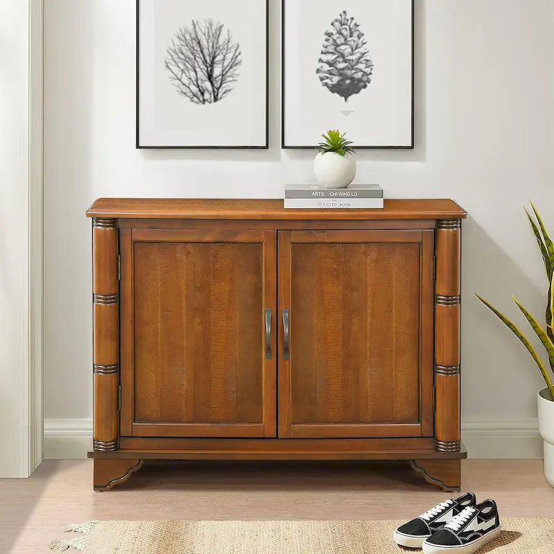 40-Inch Console Table with Storage Shelf and Adjustable Shelf