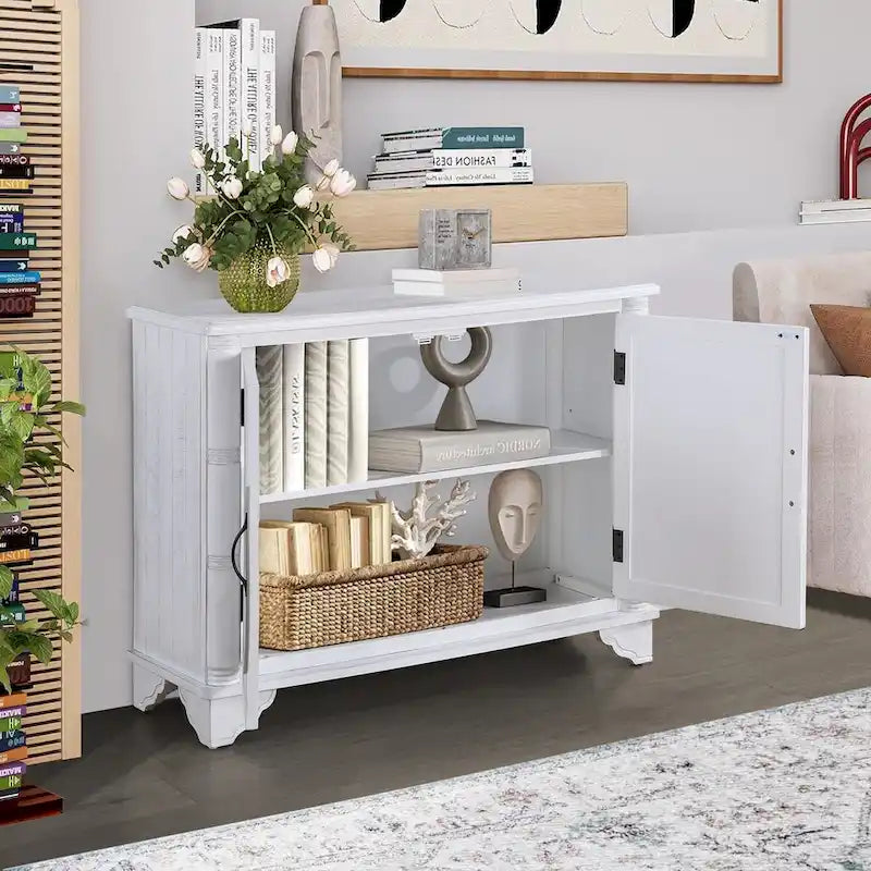 40-Inch Console Table with Storage Shelf and Adjustable Shelf