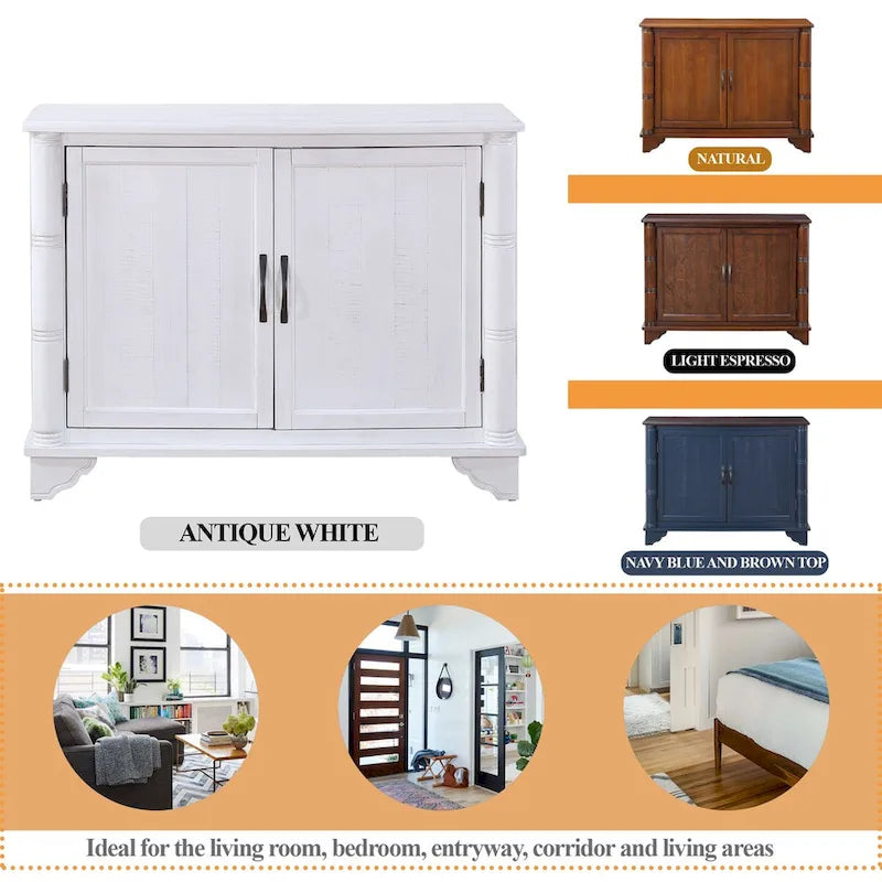 40-Inch Console Table with Storage Shelf and Adjustable Shelf