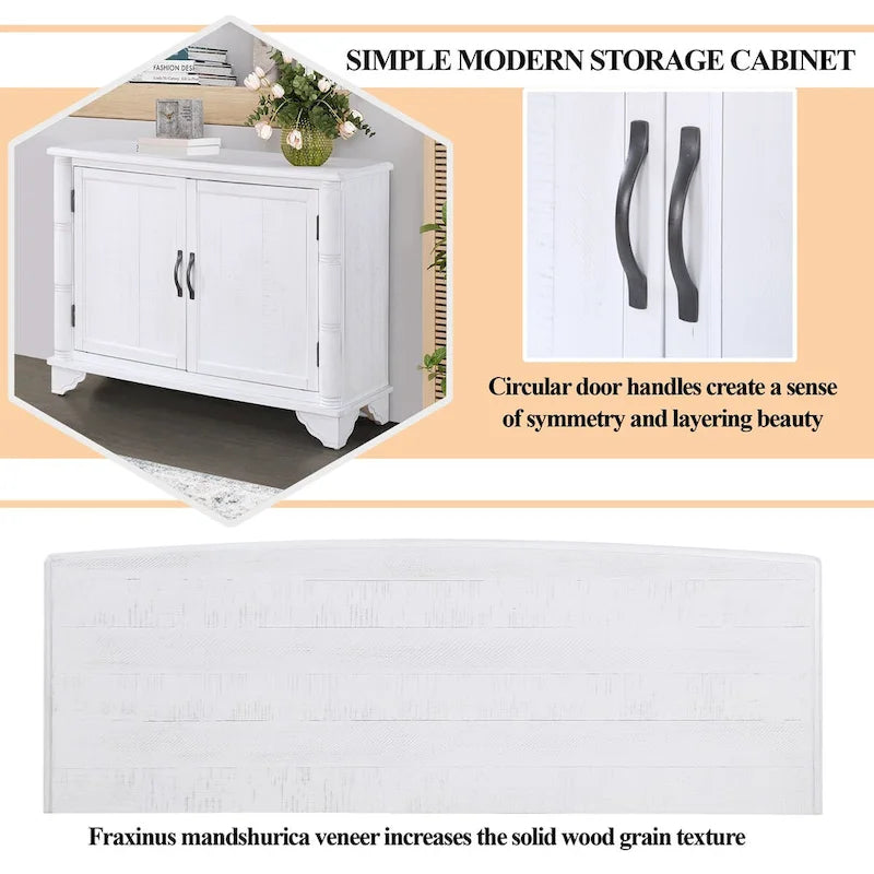 40-Inch Console Table with Storage Shelf and Adjustable Shelf