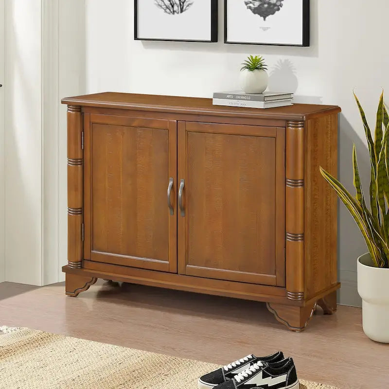 40-Inch Console Table with Storage Shelf and Adjustable Shelf