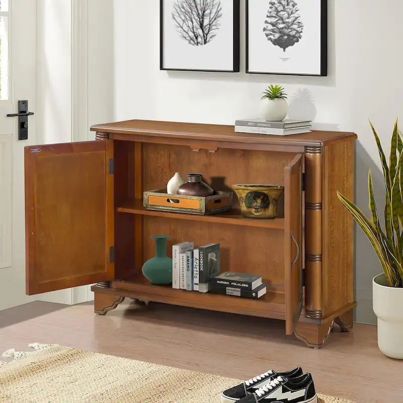40-Inch Console Table with Storage Shelf and Adjustable Shelf