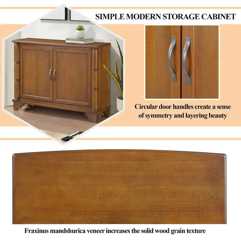 40-Inch Console Table with Storage Shelf and Adjustable Shelf