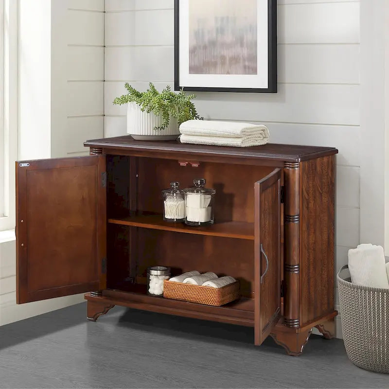 40-Inch Console Table with Storage Shelf and Adjustable Shelf