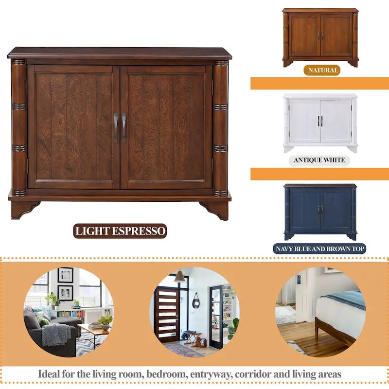 40-Inch Console Table with Storage Shelf and Adjustable Shelf