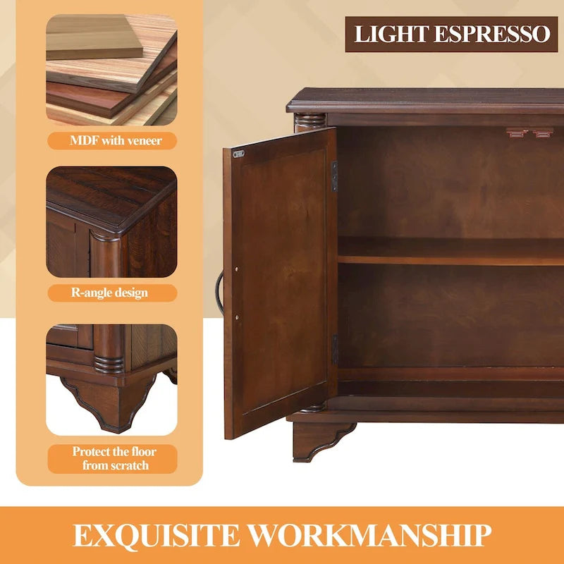 40-Inch Console Table with Storage Shelf and Adjustable Shelf