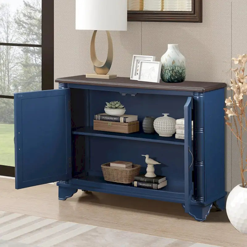 40-Inch Console Table with Storage Shelf and Adjustable Shelf