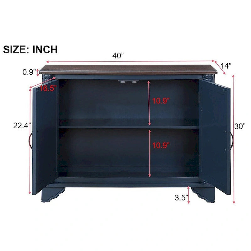 40-Inch Console Table with Storage Shelf and Adjustable Shelf