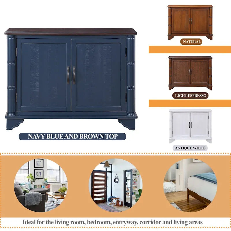 40-Inch Console Table with Storage Shelf and Adjustable Shelf