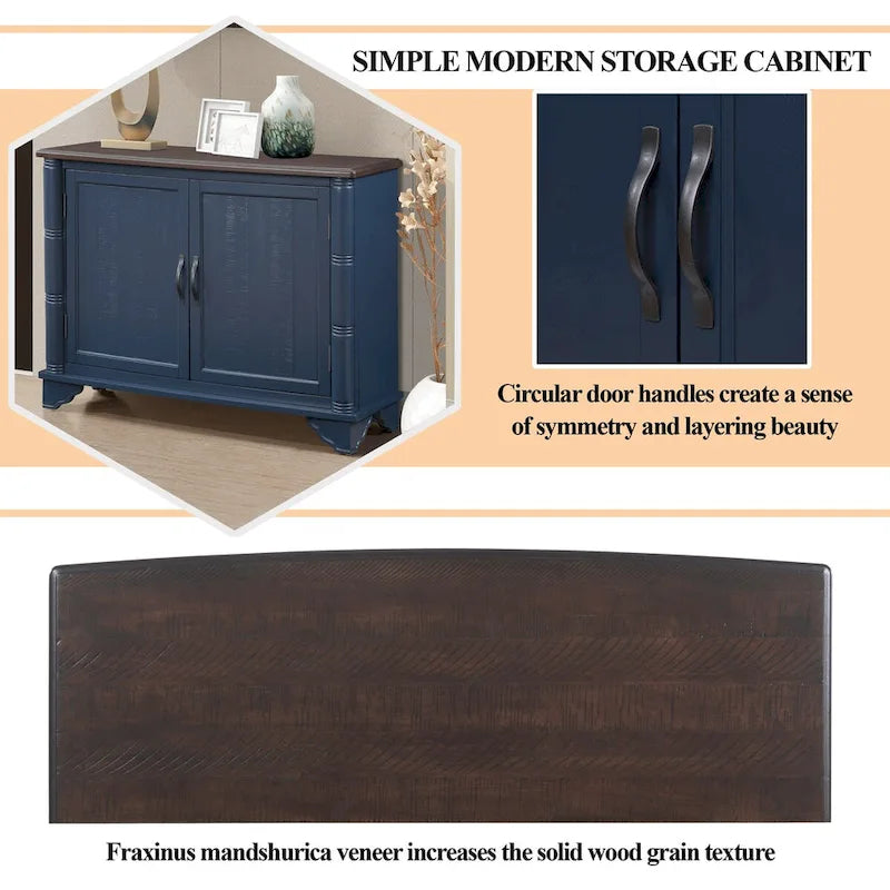 40-Inch Console Table with Storage Shelf and Adjustable Shelf