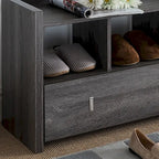 Shoe Entry Bench with Three Shelves, One Drawer, and Divided Compartment