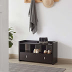 Shoe Entry Bench with Three Shelves, One Drawer, and Divided Compartment