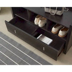 Shoe Entry Bench with Three Shelves, One Drawer, and Divided Compartment