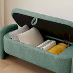 Oval Storage Ottoman Bench with Lamb Fleece Fabric Cover