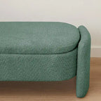 Oval Storage Ottoman Bench with Lamb Fleece Fabric Cover
