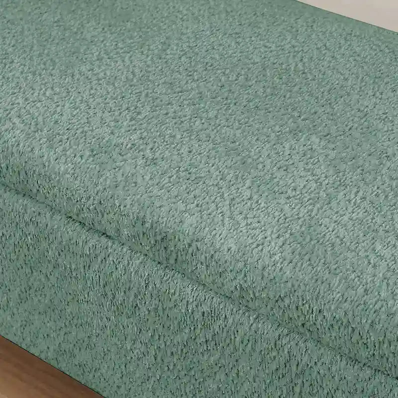 Oval Storage Ottoman Bench with Lamb Fleece Fabric Cover