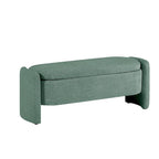 Oval Storage Ottoman Bench with Lamb Fleece Fabric Cover