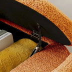 Oval Storage Ottoman Bench with Lamb Fleece Fabric Cover