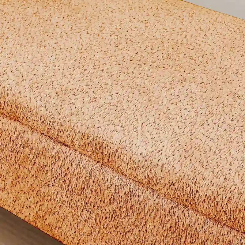 Oval Storage Ottoman Bench with Lamb Fleece Fabric Cover