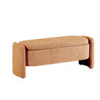 Oval Storage Ottoman Bench with Lamb Fleece Fabric Cover