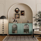 4-Door Cabinet with Fluted Glass and Adjustable Shelves
