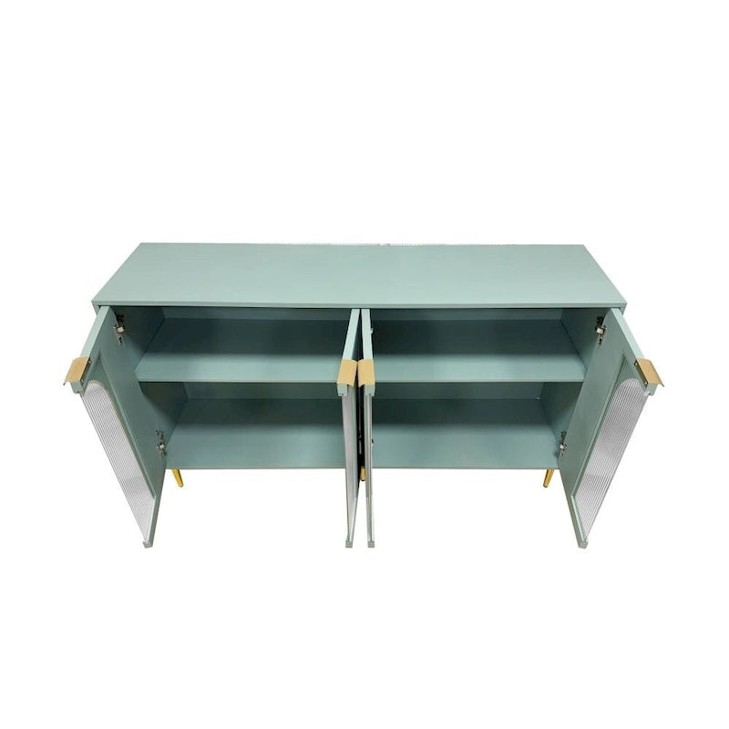 4-Door Cabinet with Fluted Glass and Adjustable Shelves
