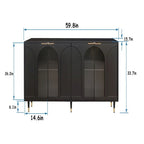 4-Door Cabinet with Fluted Glass and Adjustable Shelves