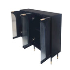 4-Door Cabinet with Fluted Glass and Adjustable Shelves