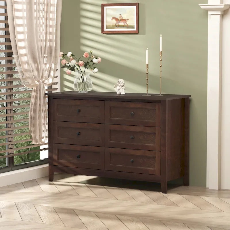 Solid Wood Buffet Cabinet with Drawers