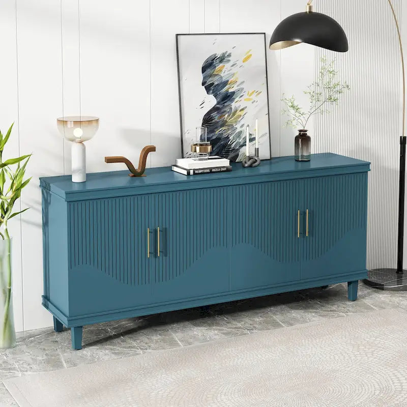 4-Door Storage Cabinet with Adjustable Shelves – 70 Inch Wide