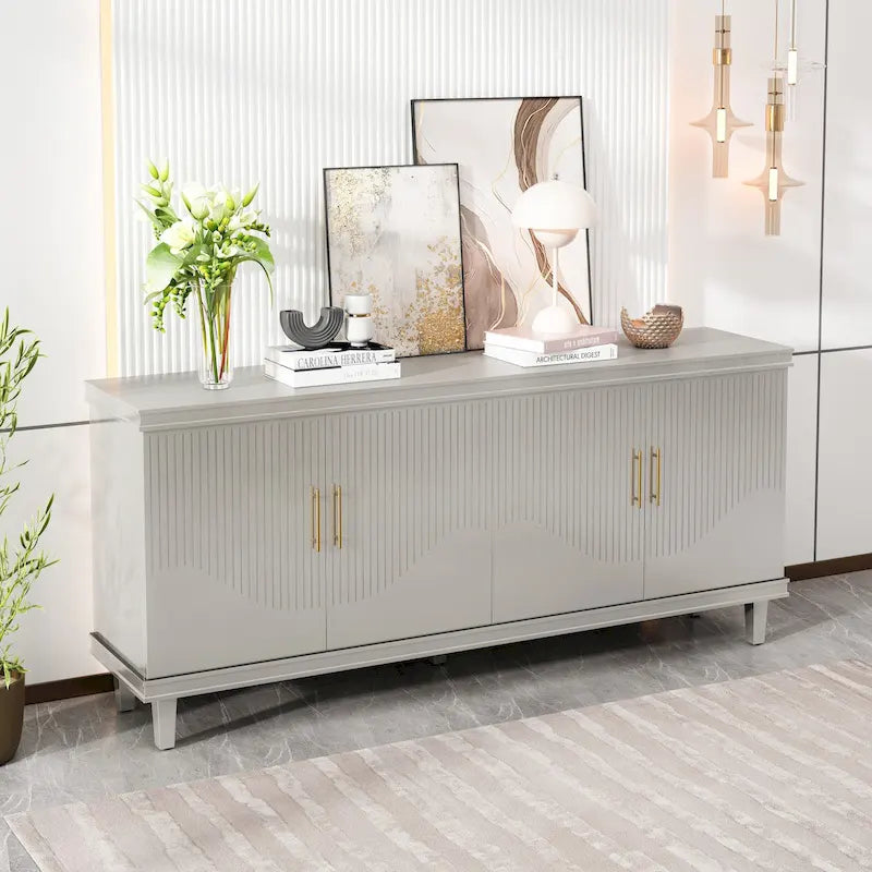 4-Door Storage Cabinet with Adjustable Shelves – 70 Inch Wide