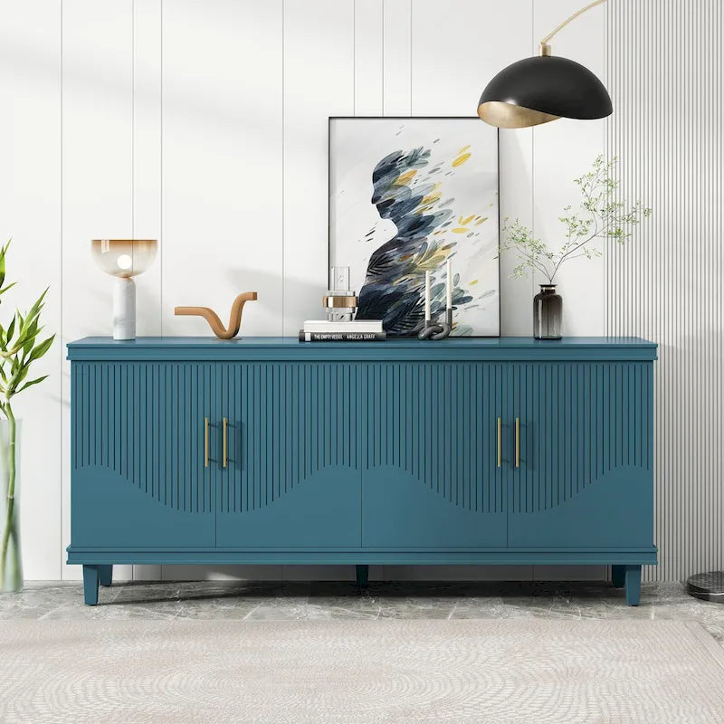 4-Door Storage Cabinet with Adjustable Shelves – 70 Inch Wide