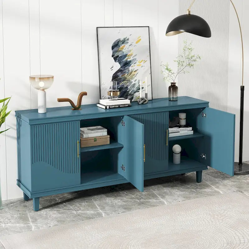 4-Door Storage Cabinet with Adjustable Shelves – 70 Inch Wide