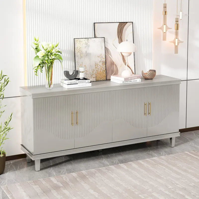 4-Door Storage Cabinet with Adjustable Shelves – 70 Inch Wide