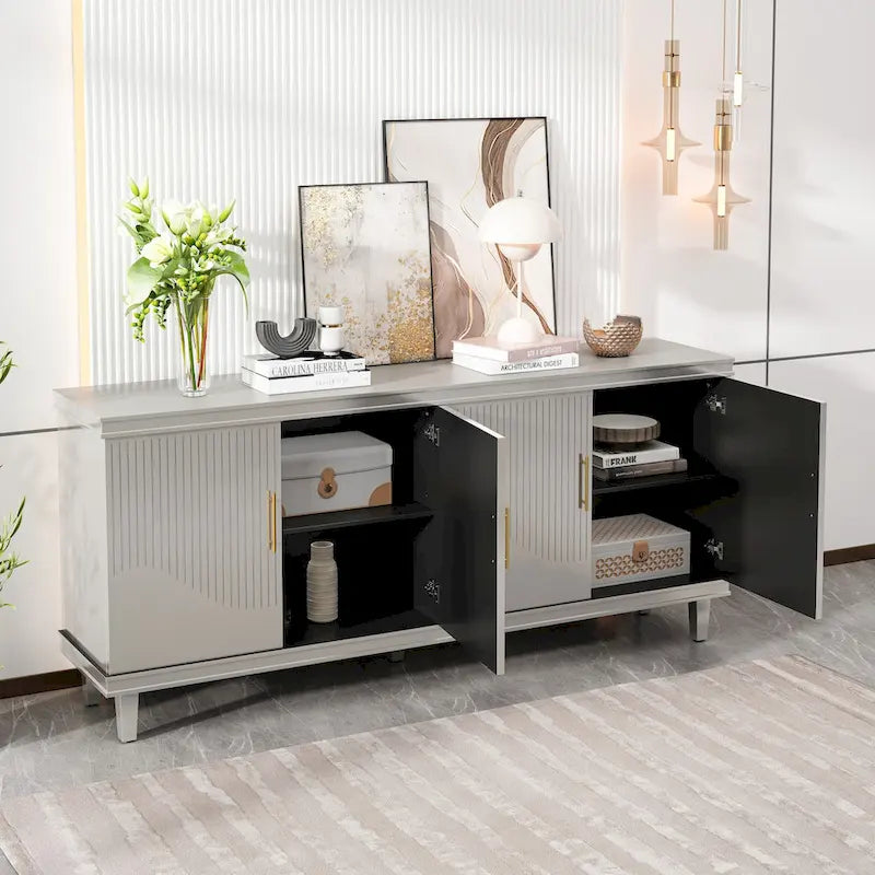 4-Door Storage Cabinet with Adjustable Shelves – 70 Inch Wide