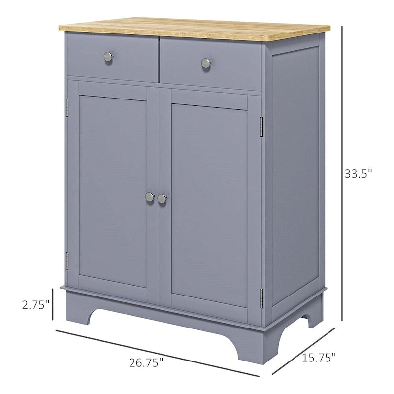 Double Door Storage Cabinet with Drawers and Adjustable Shelf