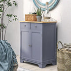 Double Door Storage Cabinet with Drawers and Adjustable Shelf