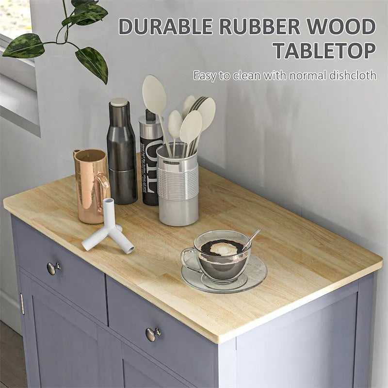 Double Door Storage Cabinet with Drawers and Adjustable Shelf