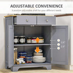 Double Door Storage Cabinet with Drawers and Adjustable Shelf