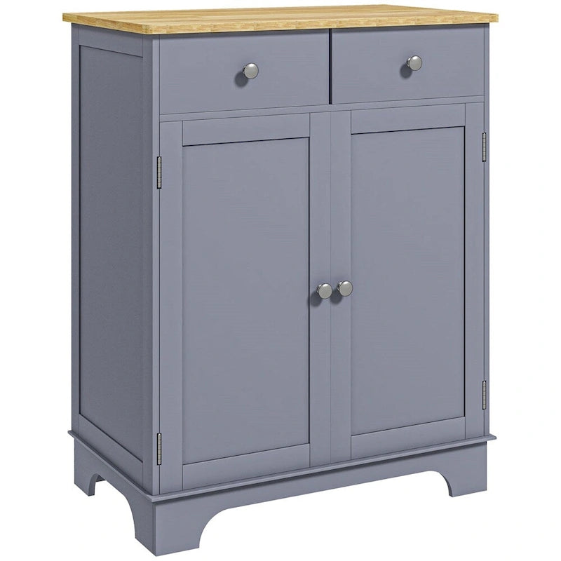 Double Door Storage Cabinet with Drawers and Adjustable Shelf