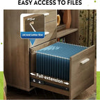 3-Drawer Wood File Cabinet with Open Storage and Wheels