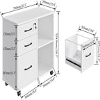 3-Drawer File Cabinet with Open Storage and Printer Stand
