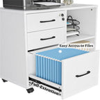 3-Drawer File Cabinet with Open Storage and Printer Stand
