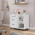 3-Drawer File Cabinet with Open Storage and Printer Stand