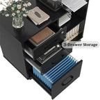 3-Drawer File Cabinet with Open Storage and Printer Stand