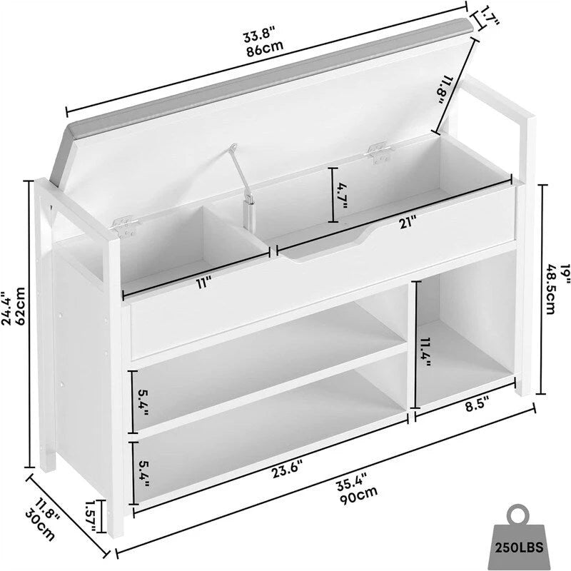 Shoe Storage Bench 35.4" W x 11.8" D x 24.4" H