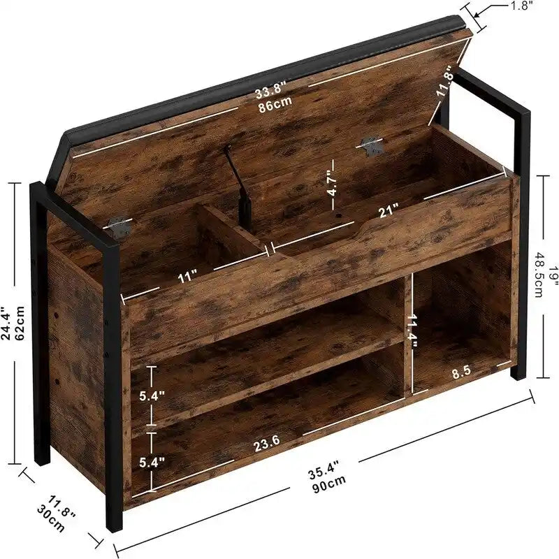 Shoe Storage Bench 35.4" W x 11.8" D x 24.4" H